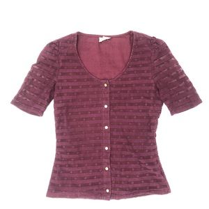 Sezane Maroon Short-Sleeve Blouse